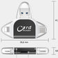 4-in-1-Universal-SD-TF-Kartenleser mit mehreren Anschlüssen